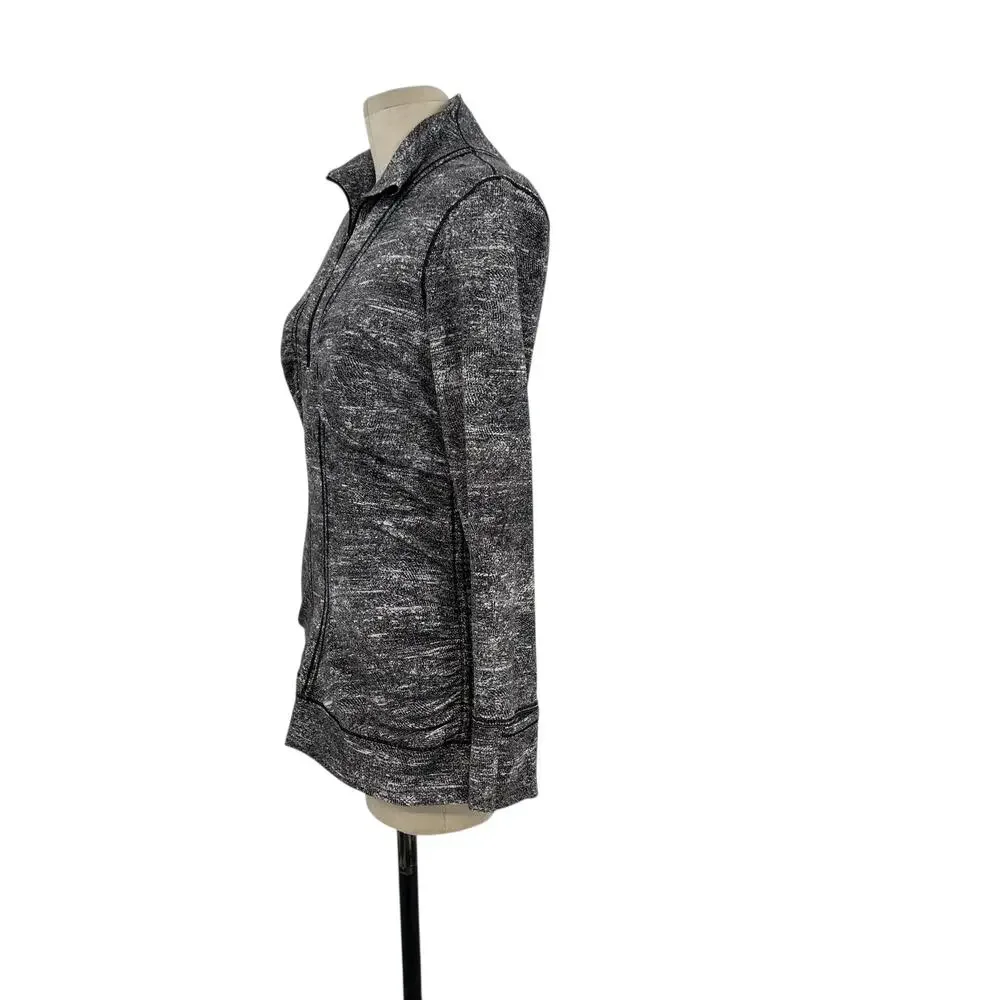 Lululemon Cypress Kiss 1/2 Zip Top Sweatshirt Rush Jacquard Black White‎ Size 10